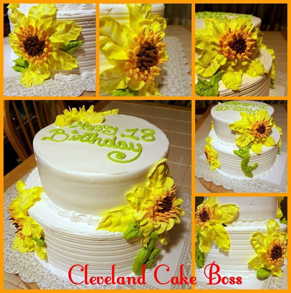 Sunflower Two Tiered Cake